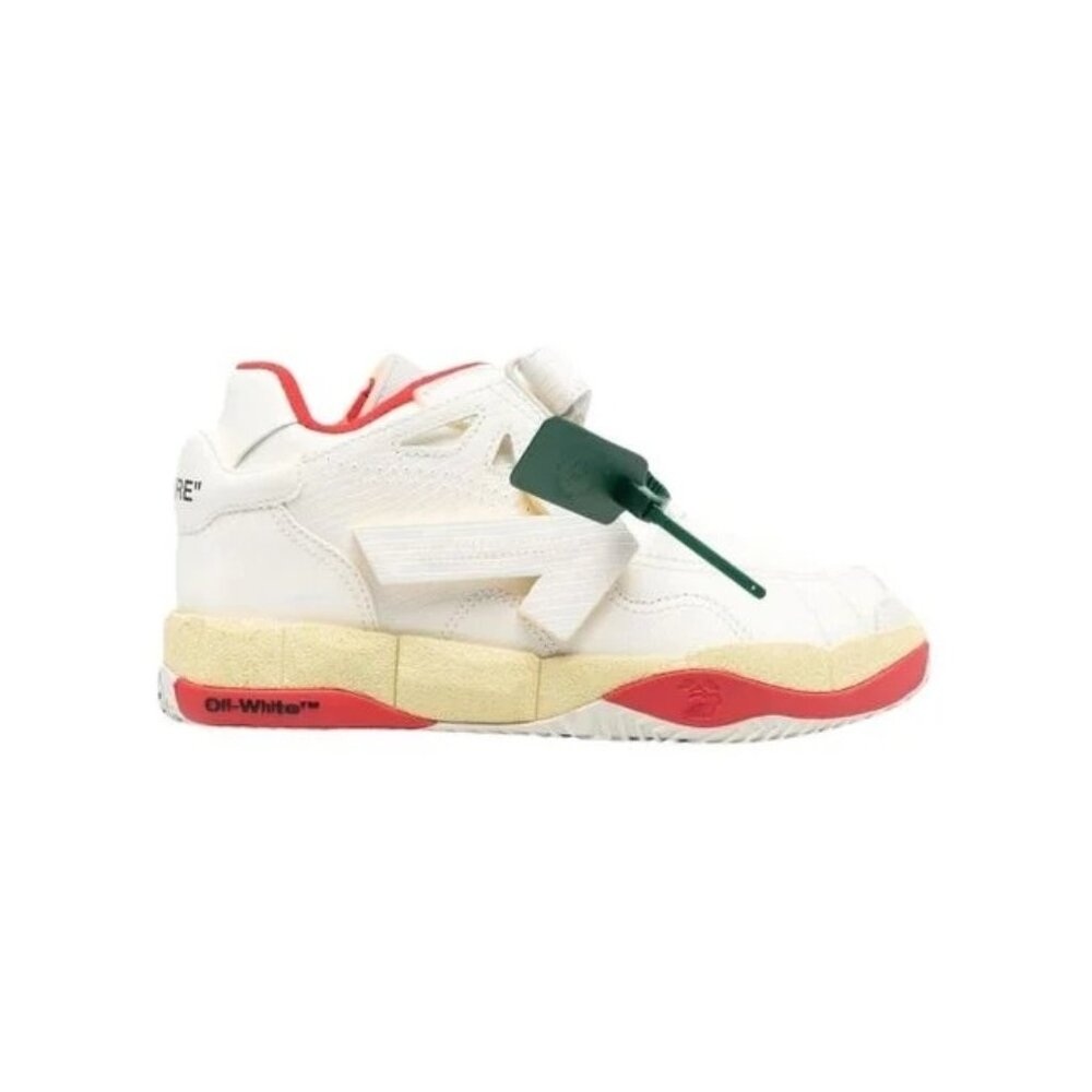 NWT $1k OFF White Puzzle Couture Low Top Trainer Shoes White/Red Mismated 12/13
